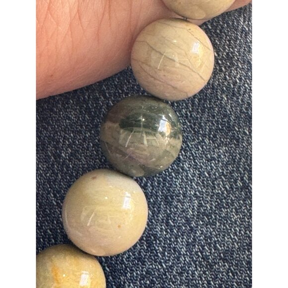 Natural Stone Beaded Jasper Necklace With Sterling Silver Hook Clasp - Picture 10 of 11